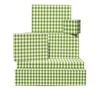 Papier Cadeau Vichy - 6 Feuilles De Papier Cadeau Pour Femme - Blanc Et Vert - Papier Cadeau Anniversaire Pour Fille - Livré Avec Autocollants - Par Central 23