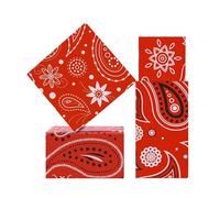 Papier cadeau Western Party - Bandana rouge - Fleurs de cajou - 4 feuilles plates - 4 motifs : 50,8 x 71,1 cm par feuille, 1,5 m² TTL - Pour fête d'anniversaire sur le thème du sud-ouest mexicain