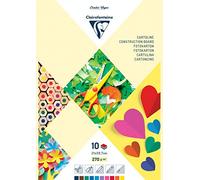 Papier cartoline pour activités manuelles - 10 feuilles multicolores A4-270 gr, Bleu,Bleu Ciel,Jaune,Vert,Violet