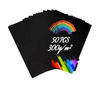 Papier Cartonné A4 - Papier Kraft - Papier A4 Imprimante, 50 Feuilles, 300 g/m², Papier Kraft Noir, pour Artisanat, Impression, Emballage, Cartes, Étiquettes, Projets Vintage