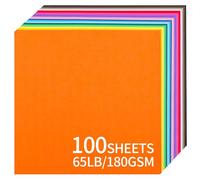 Papier cartonné coloré 12" x 12" - 100 feuilles de papier cartonné 20 couleurs 180 g/m² 65 lb 30,5 × 30,5 cm pour la fabrication de cartes, fournitures d'art et d'artisanat UAP10