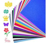 Papier cartonné pailleté 20 couleurs A4 250 g/m² - Papier cartonné brillant pour Cricut, loisirs créatifs, fabrication de cartes, scrapbooking, Noël, anniversaire, décoration de fête de mariage