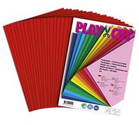 Papier cartonné PLAY-CUT A4 rouge de Noël (130g/m2) | 20 feuilles de papier A4 pour bricolage et impression | Ensemble de papier cartonné épais et imprimable A4