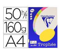 Papier couleur clairefontaine trophée personal paper pack a4 160g/m2 jaune soleil 50 feuilles couleurs intenses
