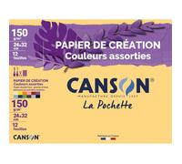 Canson Pochette papier création 24 x 32 cm - 12 feuilles 150 g/m² couleurs assorties