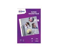 Avery – Papier magnétique A4 – 3 feuilles blanches personnalisables – Jet d'encre, compatible découpe
