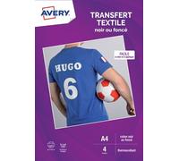 Papier créatif AVERY 4 Transferts T-shirt noirs/foncés A4