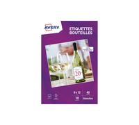 Avery – Étiquettes autocollantes personnalisables pour bouteille 90×120 mm – 40 – Jet d'encre