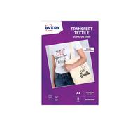 Papier créatif AVERY 8 Transferts T-shirt blancs/clairs A4