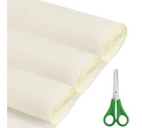 Papier Crépon, 43 x 250 cm 3 Rouleau Papier Crépon avec, Rouleaux de papier crépon, adaptés aux loisirs créatifs floraux, aux fêtes d'anniversaire (Blanc crème)