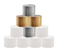Papier Crépon Papier Crepon Couleur Blanc Crepe Paper Craft Bandes pour la Décoration d’Anniversaires Mariages et Fêtes Thanksgiving Décoration de Noël Bricolage 10 Rouleaux 25m x 4.5cm