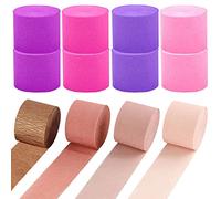 Papier Crépon Papier Crepon Couleur Rose Crepe Paper Craft Bandes pour la Décoration d’Anniversaires Mariages et Fêtes Thanksgiving Décoration de Noël Bricolage 12 Rouleaux 25m x 4.5cm