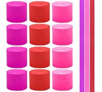 Papier Crépon Papier Crepon Couleur Rouge Crepe Paper Craft Bandes pour la Décoration d’Anniversaires Mariages et Fêtes Thanksgiving Décoration de Noël Bricolage 12 Rouleaux 25m x 4.5cm
