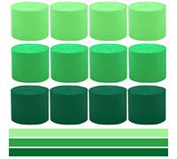 Papier Crépon Papier Crepon Couleur Vert Crepe Paper Craft Bandes pour la Décoration d’Anniversaires Mariages et Fêtes Thanksgiving Décoration de Noël Bricolage 12 Rouleaux 25m x 4.5cm