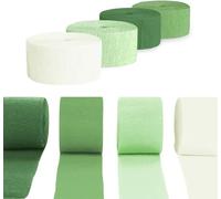 Papier crépon, papier crépon vert clair, vert, vert foncé, blanc, ruban de papier crépon arc-en-ciel pour décoration de fête, décorations de mariage, 4,5 cm x 25 m, 8 rouleaux