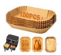 Papier Cuisson Air Fryer 100 pcs, Papier Sulfurisé Air Fryer Accessoires pour Double Stack XL SL400EU, AF400EU, AF300EU, 22x14cm Rectangulair Paper Liners Friteuse Sans Huile Accessoires