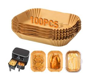Papier Cuisson Air Fryer 100 pcs, Papier Sulfurisé Air Fryer Accessoires pour Double Stack XL SL400EU, AF400EU, AF300EU, 22x14cm Rectangulair Paper Liners Friteuse Sans Huile Accessoires