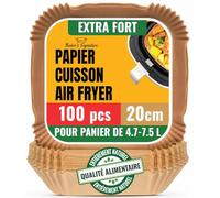 Papier Cuisson Air Fryer 100 Pièces, Carrées 20-24 cm (8"), Sulfurisé