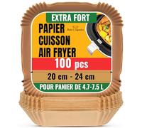 Papier Cuisson Air Fryer, 100 Pièces - Feuilles Carrées de 20-24 cm (8 po) pour Paniers de 5,5-9 L, Four, Pots - Papier Sulfurisé - Accessoires de Cuisine Baker’s Signature