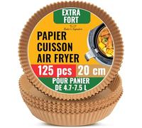 Papier Cuisson Air Fryer 125 Feuilles, Rondes 20 cm, Papier Sulfurisé