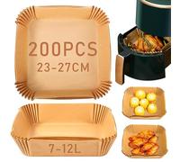 Papier Cuisson Air Fryer 23-27cm 200 Pièces Papier Air Fryer pour Air Fryer ninja,moulinex,philips, Accessoires air fryer pour air fryer cosori, Papier Sulfurisé pour Air Fryer