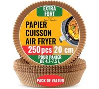 Lot de 250 doublures jetables en papier parchemin pour friteuse à air comprimé - Feuilles de cuisson non blanchies rondes de 20,3 cm pour paniers jusqu'à 5 à 8 litres - Idéal pour le four, les poêles