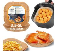 Papier Cuisson Air Fryer Carré 18x18 cm Paper Sulfurisé pour Friteuse a Air, 4,2L/Moulinex 5L/Ninja 4,7L, autres Airfryer 3,5-5 L