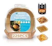 Papier cuisson air fryer - doublures pour friteuse à air, feuilles réutilisables et antiadhésives, compatibles Ninja, Tower et Cosori, 225 pcs