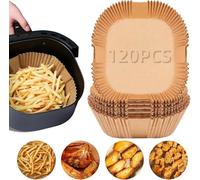 Papier cuisson air fryer - Lot de 120 feuilles de papier sulfurisé pour friteuse à air chaud - Bols jetables pour une cuisson propre - Convient pour la plupart des marques - 20 x 20cm