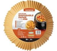 Papier cuisson PORTENTUM Air Fryer 100 pièces Food-Grade 20 x 24 cm Compatible 5-8 L