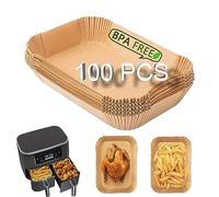 Papier Cuisson pour Friteuse à Air Chaud, 100 Feuilles Papier Cuisson. Compatible avec Ninja AF300EU AF400EU, Princess, et Autres Friteuses à Air à Double Zone.
