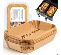 Papier Cuisson pour Ninja Air Fryer 100 Pièces 20 5x14cm Rectangulair Paper Liners compatible avec Ninja AF300EU/AF400EU