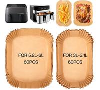 Papier Cuisson Rectangulaire pour Friteuse à Air 3L-6L Antiadhésif Résistant Chaleur Accessoire Cuisine Four 120 Pièces