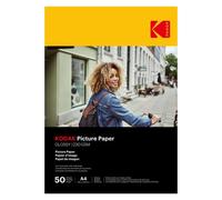 Kodak Papier photo brillant A4 pour imprimante à jet d’encre – Pack de 50 feuilles blanc