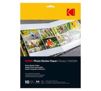 KODAK Papier photo autocollant – Finition brillante – A4 120 g/m² – Pack 10 feuilles (jet d'encre)