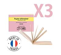Papier d'Arménie ROSE • Lot de 3 Carnets Triples de 36 lamelles • Papier d'Arménie ORIGINAL • Désodorisant Naturel • Parfum d'intérieur • Désodorisant