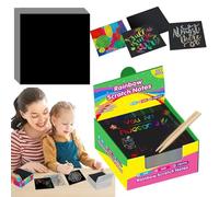 Papier d'art à gratter - Planche à Dessin Arc-en-, Tampon à gratter Noir pour garçons des Filles | Arts et Artisanat des Feuilles de gratter pour Les de 3 Ans et Plus, Jeu de fête d'Hallow