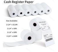Papier de caisse enregistreuse papier de reçu thermique pour Star Micronics TSP100 TSP143 Epson 80mm imprimante carré POS registre, rouleaux sans BPA 57x40-5Rolls