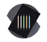 Papier de Carbone 100 Feuilles A4 Noir Graphite Transfert Papier avec 5 Pcs Stylet à Embosser pour Bois Toile