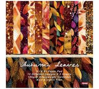 Papier de collage, papier de scrapbooking, Lot de 24 feuilles de papier d'automne 6"x6", motifs de feuilles colorées, recto simple, 12 motifs, arrière-plan d'album photo DIY, fournitures de scrapbooki