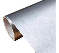 Papier de contact autocollant en acier inoxydable brossé en métal argenté pour couvrir les dosserets, four, lave-vaisselle, garde-manger, 60 cm x 4 m, argenté)