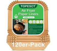 Papier de Cuisson -TOPESCT- 120 pièces - Résistant à 230°C -Convient aux paniers de friteuse à air de 4,5 à 8 litres