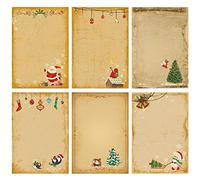 Papier De Lettre De Noël, 6 Pcs Papier De Lettre De Lettre Kraft Vintage Papier D'écriture Bordé avec Un Joli Motif De Noël pour Les Faveurs De Fête De Noël