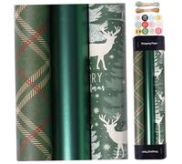 Papier de Noël, 3pcs Rouleaux de papier d'emballage Noël 17x118 '' Emballage kraft avec motifs à carreaux rayés bricolage coupé pour, rouleau