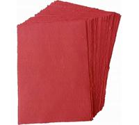 Papier de Noël rouge fait main A5 100% coton 50 feuilles