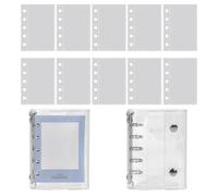 Papier de notes avec couverture transparente en PVC et 5 anneaux - Carnet de notes à feuilles volantes - 10 feuilles - Collection pour travaux manuels, voyages en avion, scrapbooking, anniversaire