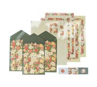 Papier de notes avec motif de roses d'inspiration historique, enveloppes en papier recyclé épais, fournitures de loisirs créatifs, enveloppes en aluminium avec lettres d'amour roses