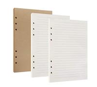 Papier de Recharges,Papier de Reliure à Feuilles Mobiles A5 Rechargeable pour Intercalaires de Laiterie de Voyage, Format Paquet, Lignées Blanches et Papier Kraft Vierge, 3 x 80 Feuilles/Pack