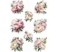 Papier de riz Bouquet de Pivoines, 29 x 40cm (1pc) - pour meubles Poster Craft Decoupage by CRAFT KREATIVELY