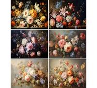 Papier de riz Bouquets Vintage, 20 x 26,6cm (6pc) - 6 motifs pour Scrapbooking, Cartes, Artisanat, Découpage par CRAFT KREATIVELY